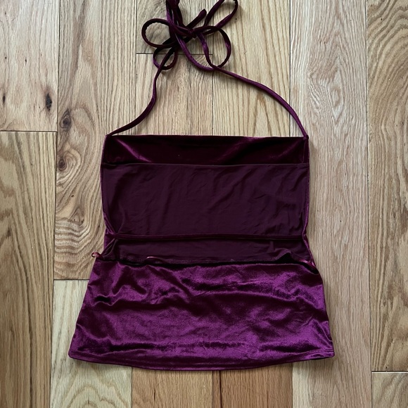 NWT re:named Velvet Halter Top Burgundy ~ small - Picture 3 of 12